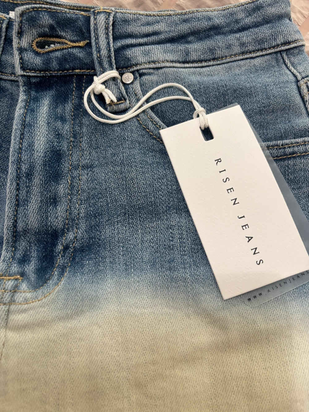 🌴🌴🌴Risen Dip-Dye Denim Cutoff Shorts - Blue to White Ombre - Picture 5 of 5